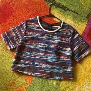 Multicolored Yarn cropped shirt